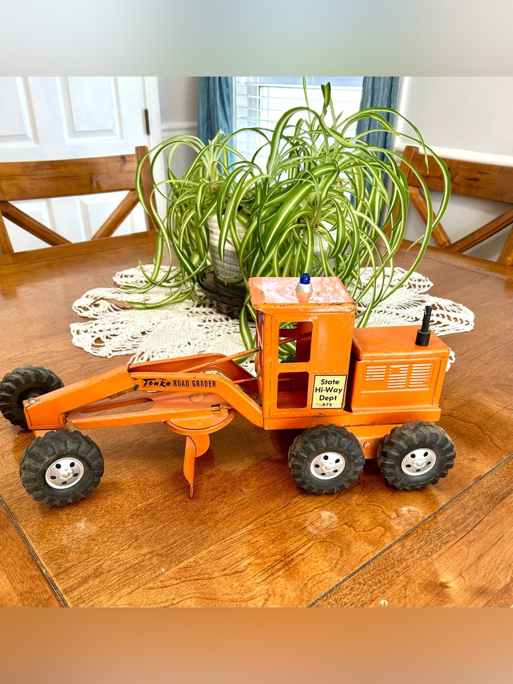 Vintage 1950’s Tonka Road Grader tonka Toy Orange Metal state hi-way dept 975